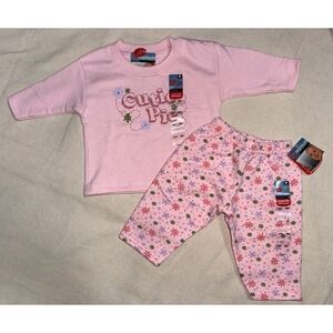 Vintage Hanes Her Way Premium Sweatshirt Pants Girls 6 mo Cutie Pie Pink Outfit